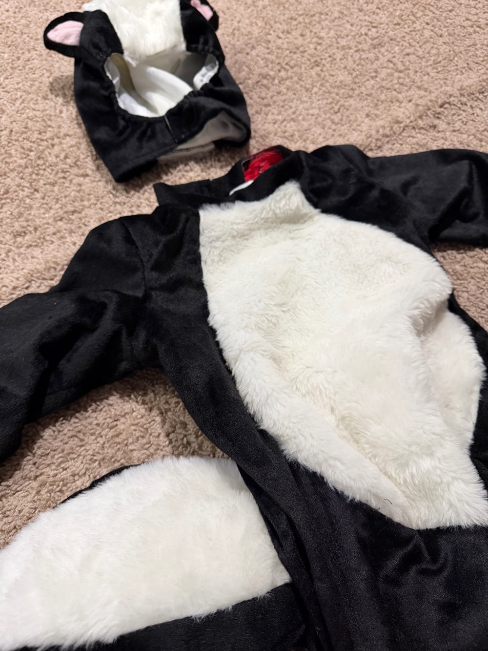 Kids Black and White Skunk Costume with Hood
